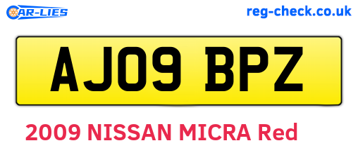 AJ09BPZ are the vehicle registration plates.
