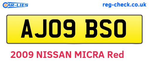 AJ09BSO are the vehicle registration plates.