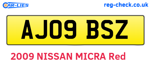 AJ09BSZ are the vehicle registration plates.