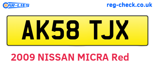 AK58TJX are the vehicle registration plates.