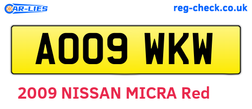 AO09WKW are the vehicle registration plates.