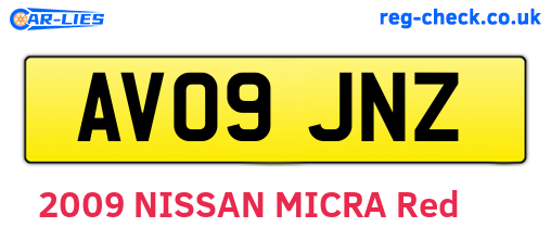 AV09JNZ are the vehicle registration plates.