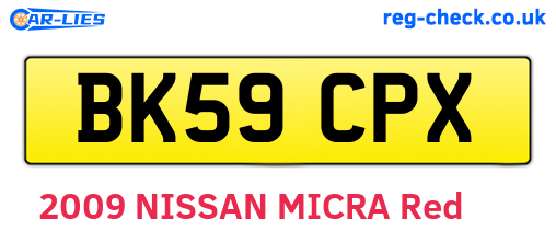 BK59CPX are the vehicle registration plates.