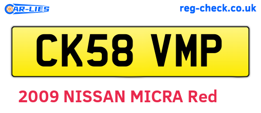 CK58VMP are the vehicle registration plates.