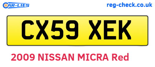 CX59XEK are the vehicle registration plates.