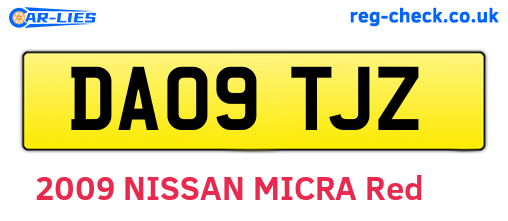 DA09TJZ are the vehicle registration plates.