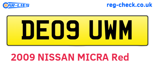 DE09UWM are the vehicle registration plates.