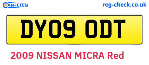 DY09ODT are the vehicle registration plates.