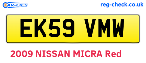 EK59VMW are the vehicle registration plates.