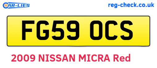 FG59OCS are the vehicle registration plates.