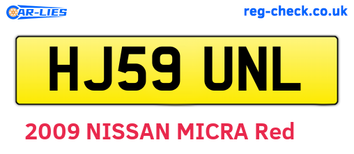 HJ59UNL are the vehicle registration plates.