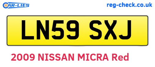 LN59SXJ are the vehicle registration plates.