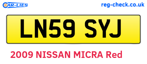 LN59SYJ are the vehicle registration plates.