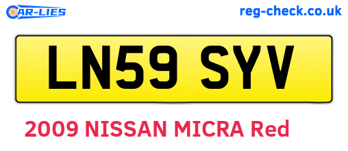 LN59SYV are the vehicle registration plates.