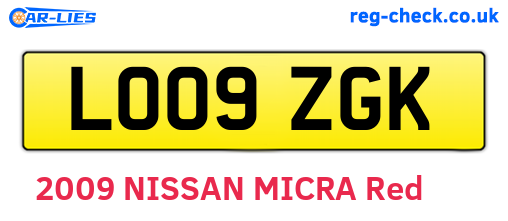 LO09ZGK are the vehicle registration plates.
