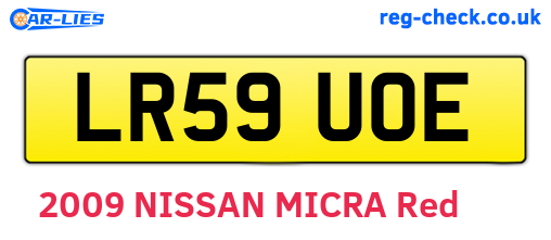 LR59UOE are the vehicle registration plates.