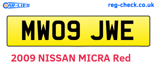 MW09JWE are the vehicle registration plates.