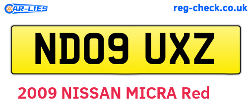 ND09UXZ are the vehicle registration plates.