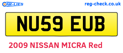 NU59EUB are the vehicle registration plates.