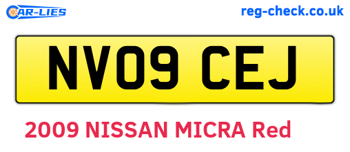 NV09CEJ are the vehicle registration plates.