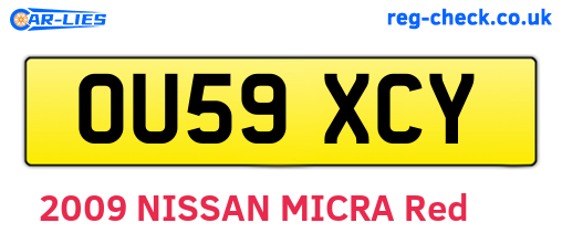 OU59XCY are the vehicle registration plates.