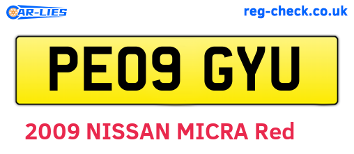 PE09GYU are the vehicle registration plates.