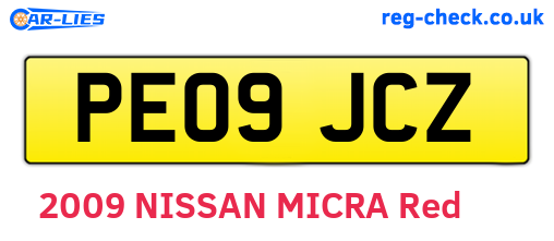 PE09JCZ are the vehicle registration plates.