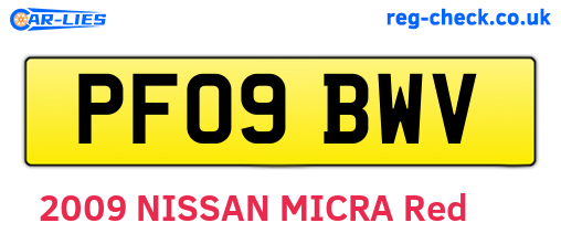 PF09BWV are the vehicle registration plates.