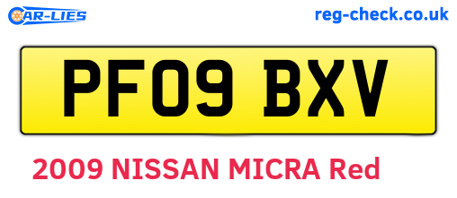 PF09BXV are the vehicle registration plates.