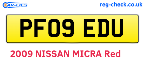 PF09EDU are the vehicle registration plates.