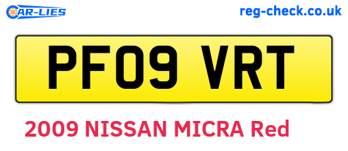PF09VRT are the vehicle registration plates.