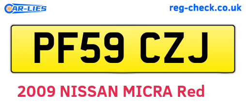 PF59CZJ are the vehicle registration plates.