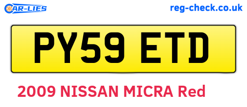 PY59ETD are the vehicle registration plates.
