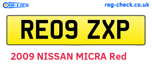 RE09ZXP are the vehicle registration plates.