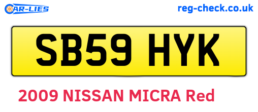 SB59HYK are the vehicle registration plates.