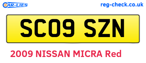 SC09SZN are the vehicle registration plates.