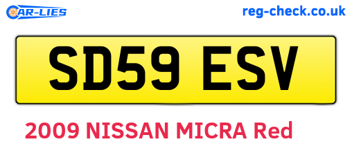 SD59ESV are the vehicle registration plates.