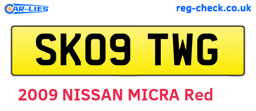 SK09TWG are the vehicle registration plates.