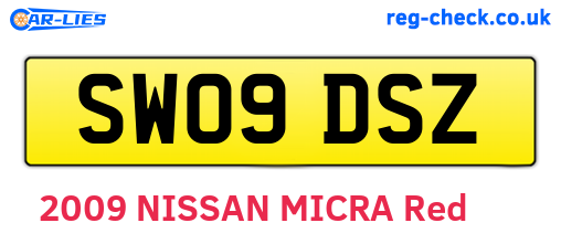 SW09DSZ are the vehicle registration plates.