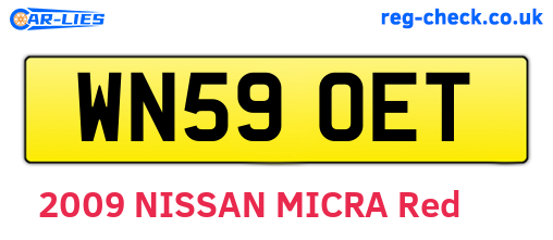 WN59OET are the vehicle registration plates.