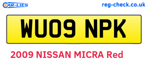 WU09NPK are the vehicle registration plates.