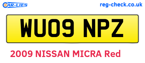 WU09NPZ are the vehicle registration plates.