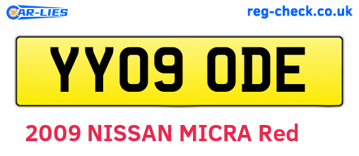 YY09ODE are the vehicle registration plates.