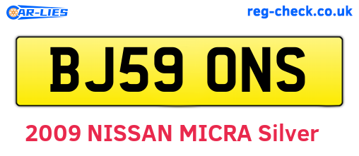 BJ59ONS are the vehicle registration plates.
