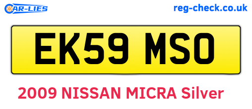 EK59MSO are the vehicle registration plates.