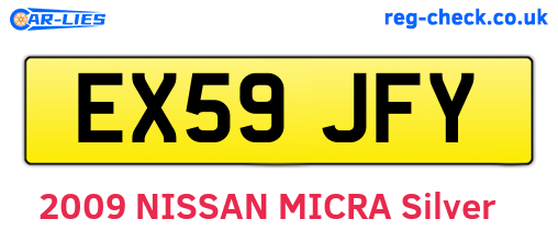 EX59JFY are the vehicle registration plates.