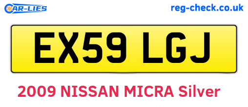 EX59LGJ are the vehicle registration plates.