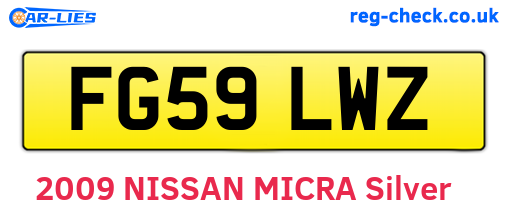FG59LWZ are the vehicle registration plates.