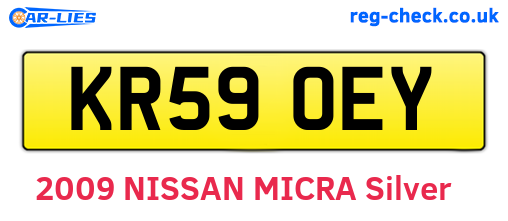 KR59OEY are the vehicle registration plates.