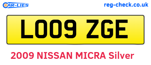 LO09ZGE are the vehicle registration plates.